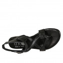 Sandalo infradito da donna con elastico e cinturino in pelle nera tacco 2 - Misure disponibili: 33