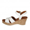 Woman's strap sandal with platform in white patent leather wedge heel 7 - Available sizes:  42