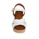 Woman's strap sandal with platform in white patent leather wedge heel 7 - Available sizes:  42