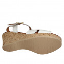 Woman's strap sandal with platform in white patent leather wedge heel 7 - Available sizes:  42