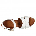 Woman's strap sandal with platform in white patent leather wedge heel 7 - Available sizes:  42