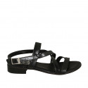 Woman's thong sandal in black leather heel 2 - Available sizes:  32, 33, 43