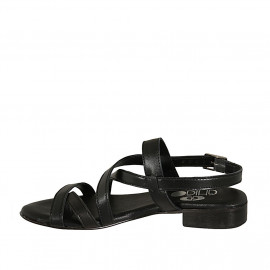 Sandale entredoigt pour femmes en cuir noir talon 2 - Pointures disponibles:  32 2