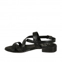 Woman's thong sandal in black leather heel 2 - Available sizes:  32, 33, 43