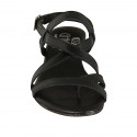 Woman's thong sandal in black leather heel 2 - Available sizes:  32, 33, 43