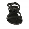 Woman's thong sandal in black leather heel 2 - Available sizes:  32