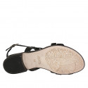 Woman's thong sandal in black leather heel 2 - Available sizes:  32