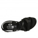 Woman's thong sandal in black leather heel 2 - Available sizes:  32