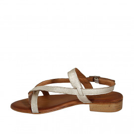 Sandalo infradito da donna in pelle laminata platino tacco 2 - Misure disponibili: 32 2