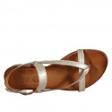 Sandale entredoigt pour femmes en cuir lamé platine talon 2 - Pointures disponibles:  32