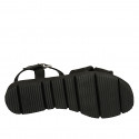 Sandale pour femmes avec courroie et nœud en cuir noir talon compensé 3 - Pointures disponibles:  42