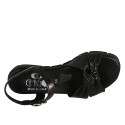 Woman's sandal with strap and knot in black leather wedge heel 3 - Available sizes:  42