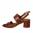Sandale pour femmes en cuir imprimé brun clair talon 5 - Pointures disponibles:  45