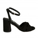 Woman's sandal with ankle strap and knot in black suede heel 7 - Available sizes:  33