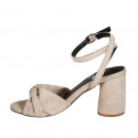 Woman's sandal with ankle strap and knot in beige suede heel 7 - Available sizes:  42