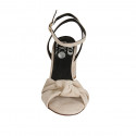 Sandale pour femmes avec courroie à la cheville et nœud en daim beige talon 7 - Pointures disponibles:  42