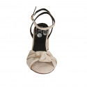 Sandalo da donna con cinturino alla caviglia e nodo in camoscio beige tacco 7 - Misure disponibili: 42