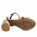 Sandale pour femmes avec courroie à la cheville et nœud en daim beige talon 7 - Pointures disponibles:  42