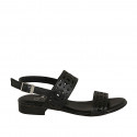 Woman's sandal in black pierced leather heel 2 - Available sizes:  33