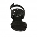 Woman's sandal in black pierced leather heel 2 - Available sizes:  33