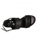 Woman's sandal in black pierced leather heel 2 - Available sizes:  33