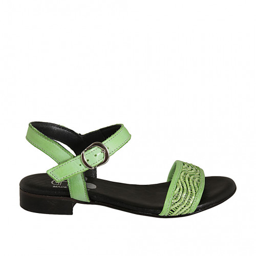 Sandalo con cinturino in pelle forata verde lime tacco 2 - Misure disponibili: 33, 42