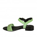 Sandalia para mujer con cinturon en piel perforada verde lima tacon 2 - Tallas disponibles:  33, 42