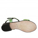 Woman's sandal with strap in pierced lime green leather heel 2 - Available sizes:  33, 42