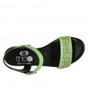 Sandale pour femmes avec courroie en cuir perforé vert citron talon 2 - Pointures disponibles:  33, 42