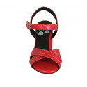 Sandalia con cinturon para mujer en piel roja tacon 7 - Tallas disponibles:  42