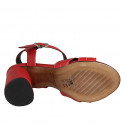 Woman's strap sandal in red leather heel 7 - Available sizes:  42