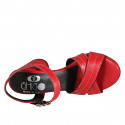 Woman's strap sandal in red leather heel 7 - Available sizes:  42