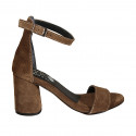 Escarpin ouvert pour femmes avec courroie en daim marron talon 7 - Pointures disponibles:  42