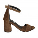 Woman's open shoe with strap in brown suede heel 7 - Available sizes:  42