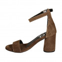 Escarpin ouvert pour femmes avec courroie en daim marron talon 7 - Pointures disponibles:  42