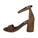 Woman's open shoe with strap in brown suede heel 7 - Available sizes:  42