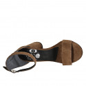 Woman's open shoe with strap in brown suede heel 7 - Available sizes:  42