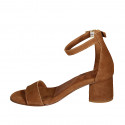 Chaussure ouverte pour femmes avec courroie en daim brun clair talon 5 - Pointures disponibles:  43