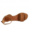 Zapato abierto para mujer con cinturon en gamuza brun claro tacon 5 - Tallas disponibles:  43