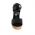 Chaussure ouverte pour femmes avec courroie et plateforme en cuir noir talon compensé 9 - Pointures disponibles:  42