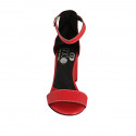 Zapato abierto para mujer con cinturon al tobillo en piel roja tacon 7 - Tallas disponibles:  34, 42, 43