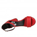 Zapato abierto para mujer con cinturon al tobillo en piel roja tacon 7 - Tallas disponibles:  34, 42, 43