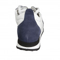 Zapato con cordones y plantilla extraible para mujer en piel blanca y gamuza azul claro cuña 3 - Tallas disponibles:  42