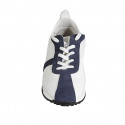 Woman's laced shoe in white leather and light blue suede with removable insole wedge heel 3 - Available sizes:  42