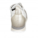 Woman's laced shoe with removable insole in white and laminated platinum leather wedge heel 3 - Available sizes:  42, 43, 44, 45