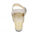 Sandale pour femmes en daim gris avec courroie, goujons et talon compensé 7 - Pointures disponibles:  43