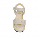 Woman's sandal in gray suede with strap, studs and wedge heel 7 - Available sizes:  43