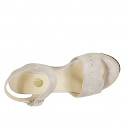 Woman's sandal in gray suede with strap, studs and wedge heel 7 - Available sizes:  43