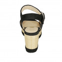 Sandale pour femmes en daim noir avec courroie, goujons et talon compensé 7 - Pointures disponibles:  42