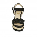 Sandale pour femmes en daim noir avec courroie, goujons et talon compensé 7 - Pointures disponibles:  42